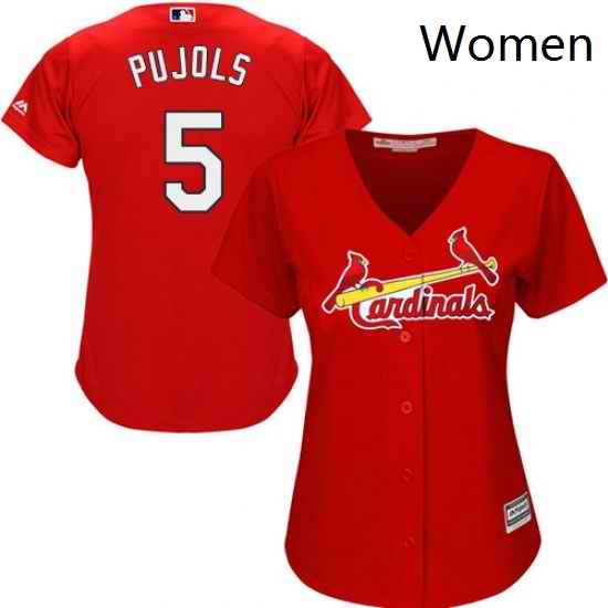 Womens Majestic St Louis Cardinals 5 Albert Pujols Authentic Red Alternate Cool Base MLB Jersey